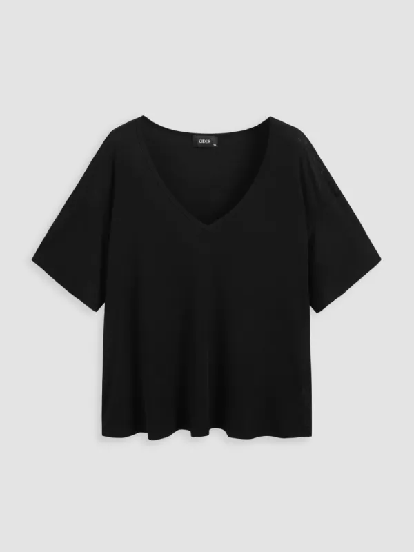 V-neck Oversize Short Sleeve Tee Curve & Plus sold by Cider