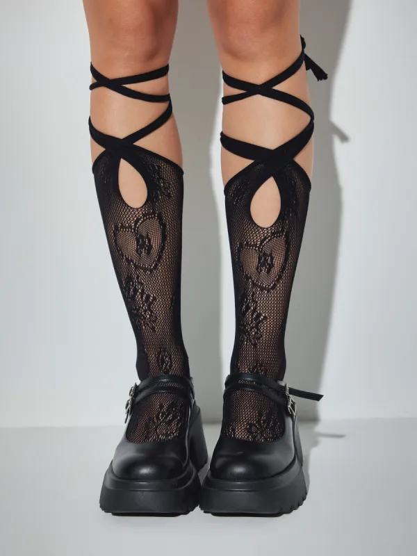 Lace Up Over the Calf Socks sold by Cider