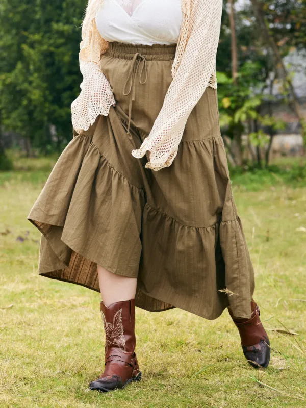 Texture Knotted Ruffle Tiered Midi Skirt Curve & Plus sold by Cider