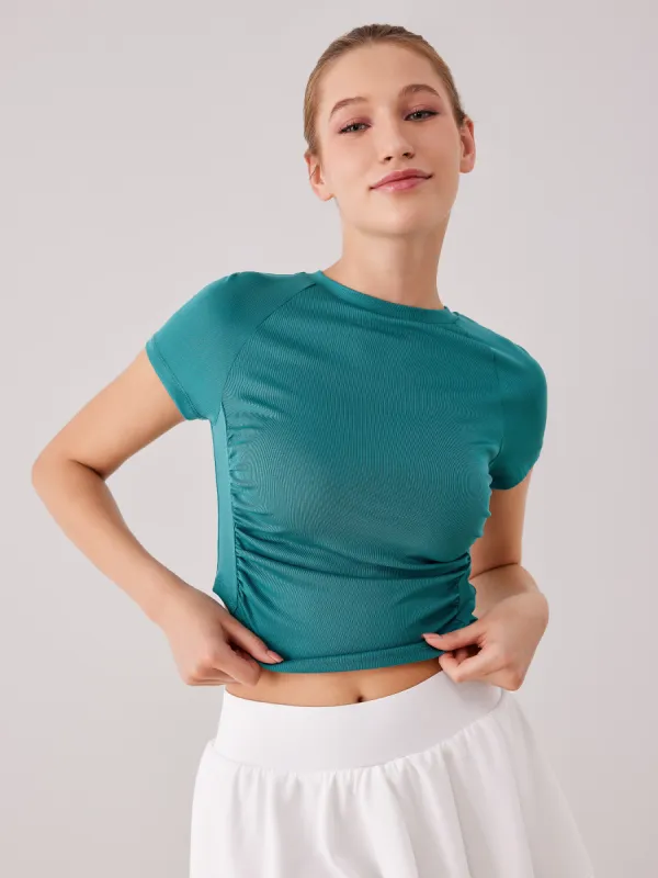 Jersey Ruched Crop Tee sold by Cider
