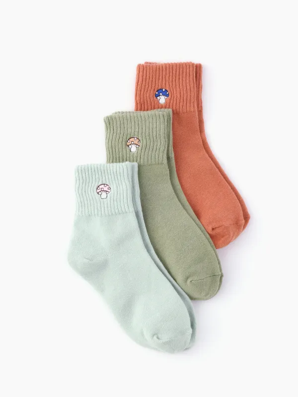 3 Pairs Mushroom Pattern Socks Set sold by Cider