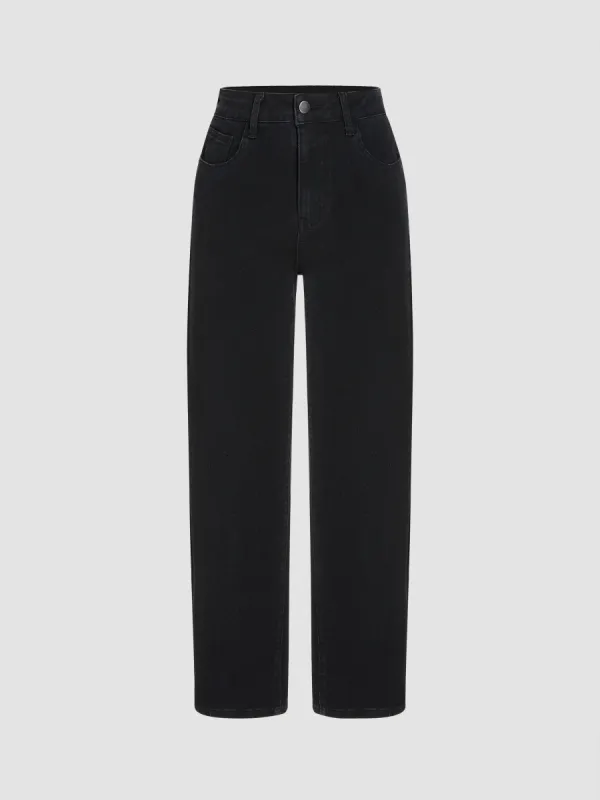 High Stretch Denim High Waist Pocket Cropped Straight Leg Jeans sold by Cider