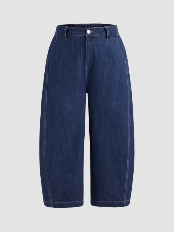 Cider Denim Mid Rise Solid Pocket Barrel-leg Jeans Curve & Plus made by Cider