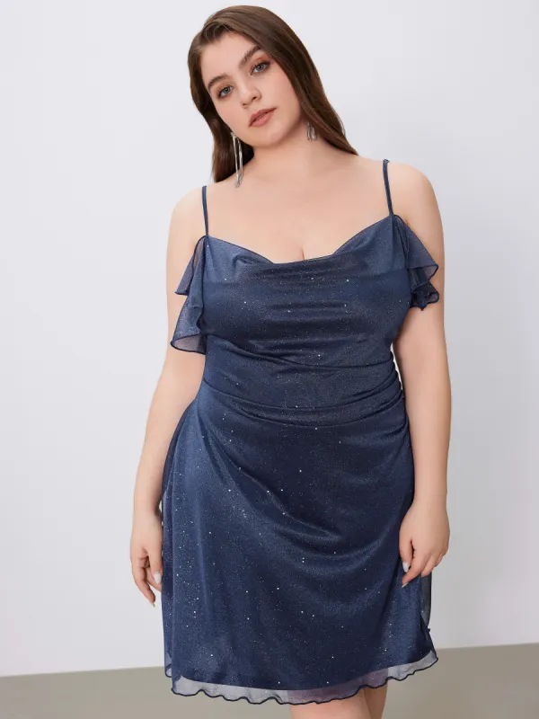 Sequin Square Neck Ruched Mini Dress Curve & Plus sold by Cider