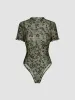 Mesh High Neck Floral See-through Bodysuit sold by Cider