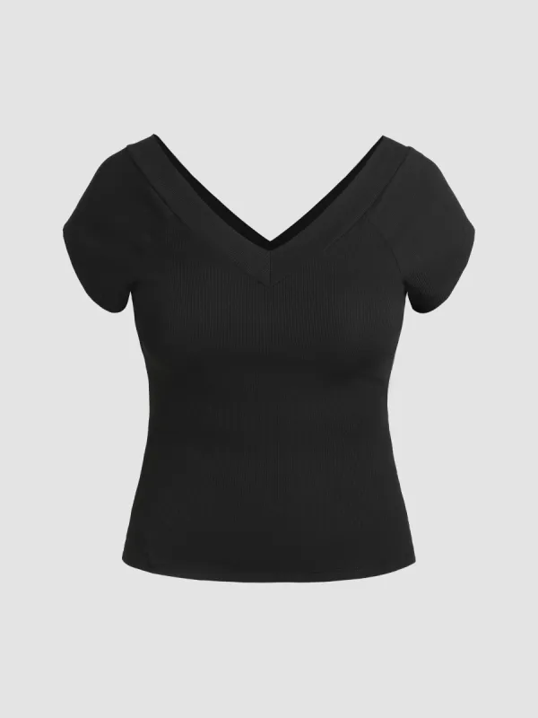 Solid Knit V-neck Tank Top Curve & Plus sold by Cider