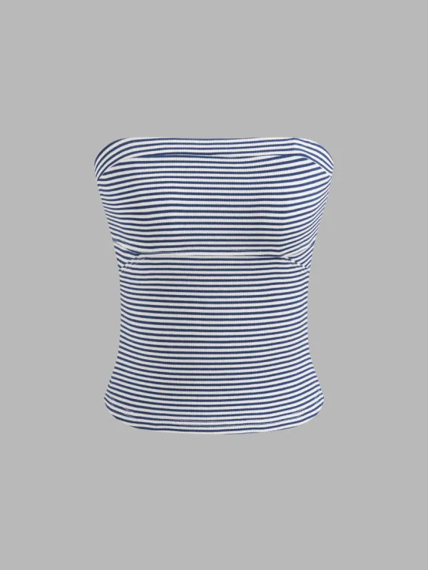 Strapless Striped Crop Tube Top sold by Cider