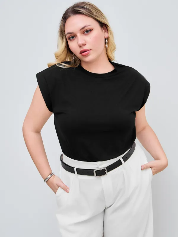 Round Neckline Solid Bodysuit Curve & Plus sold by Cider