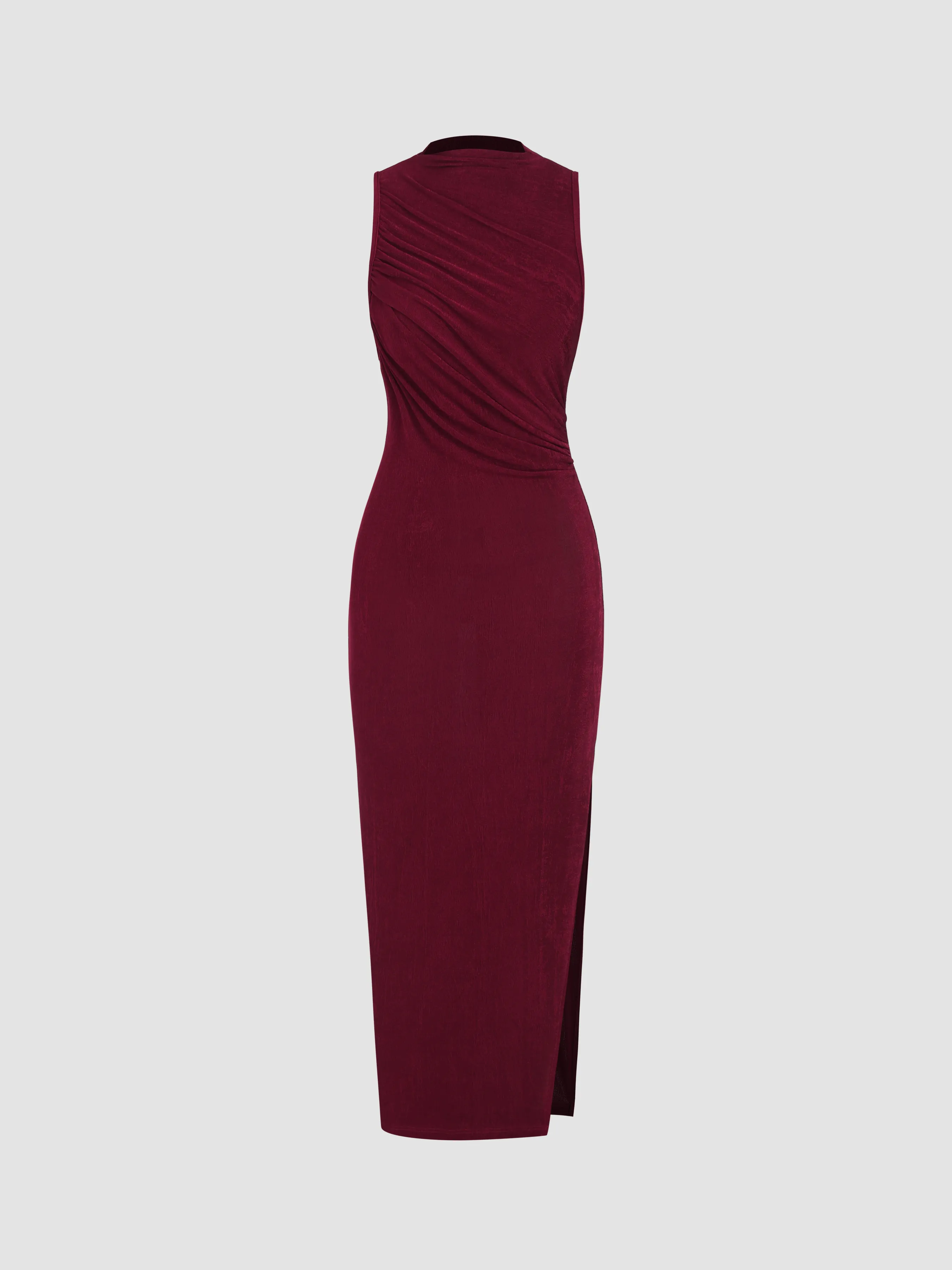 Jersey High Neck Sleeveless Solid Split Maxi Dress sold by Cider