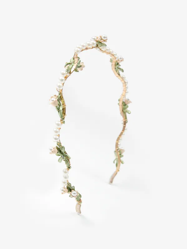 Corsages & Faux Pearl Twined Metalic Headband sold by Cider