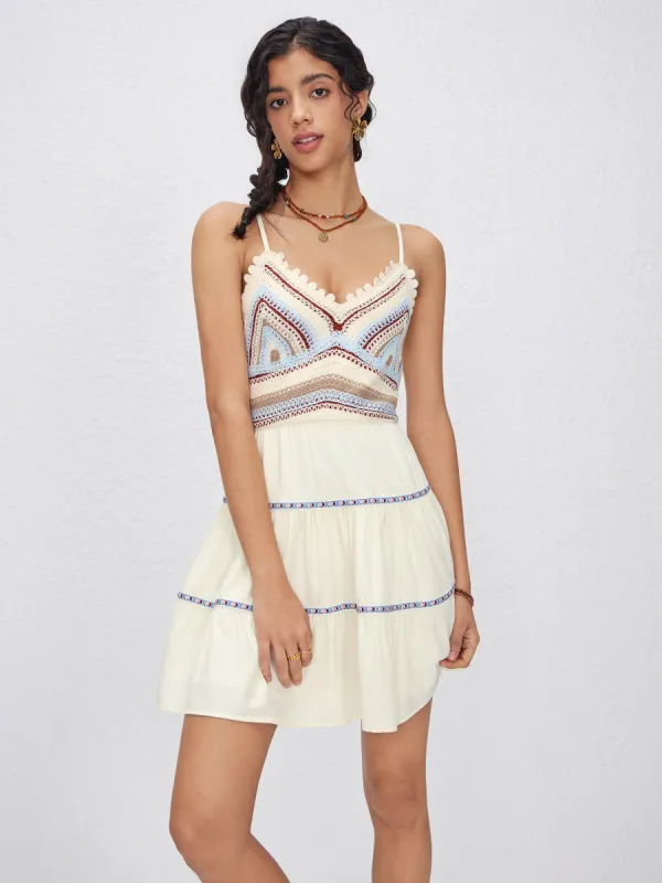 V-neck Patchy Ruffle Mini Dress sold by Cider