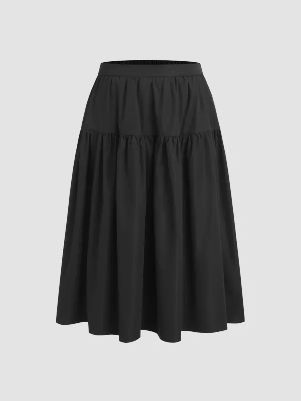 Solid Elastic Waist Tiered Maxi Skirt Curve & Plus sold by Cider