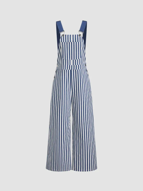 100% Cotton Square Neck Striped Pocket Jumpsuit sold by Cider