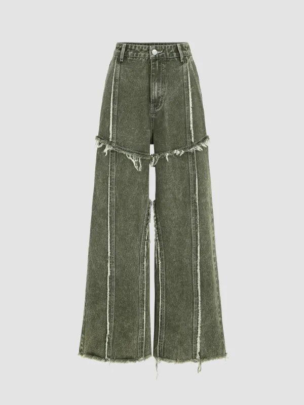 Solid Raw Hem Stitch Jeans sold by Cider