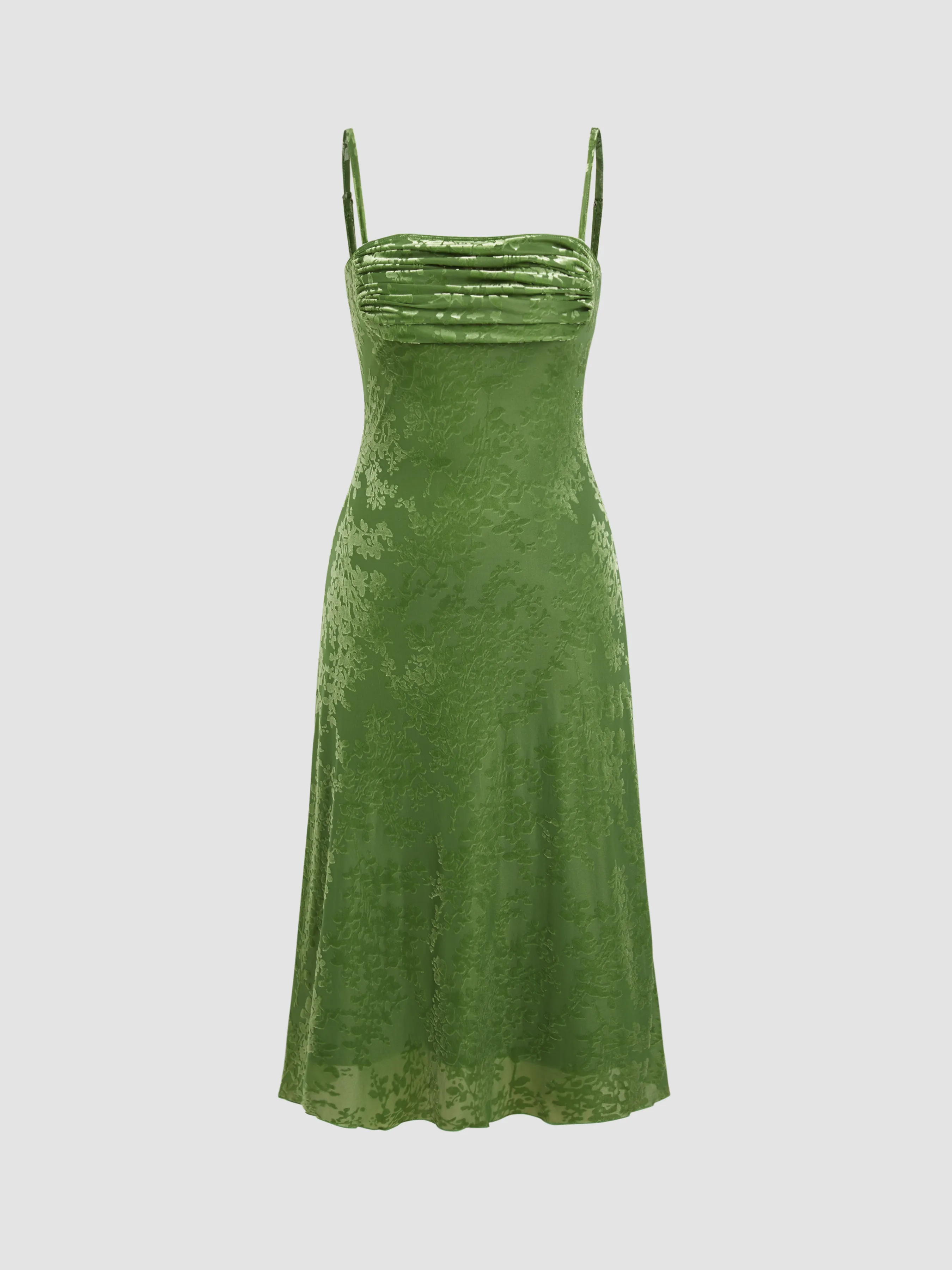 Mesh Ruched Square Neck Floral Maxi Dress sold by Cider