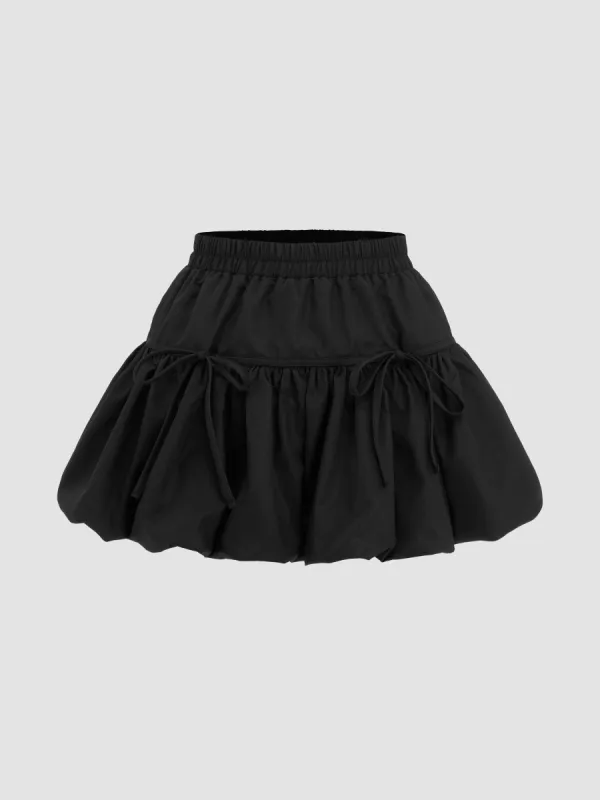 Bowknot Bubble Hem Mini Skirt made by Cider