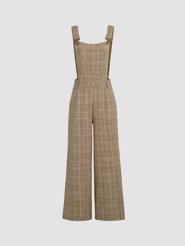 Houndstooth Square Neck Buckle Up Jumpsuit sold by Cider