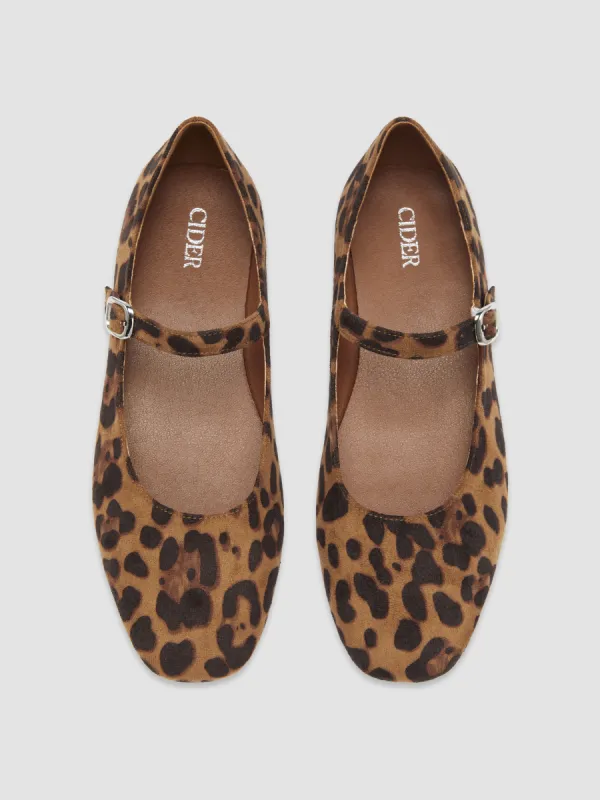LEOPARD PRINT SUEDE MARY JANE FLATS sold by Cider