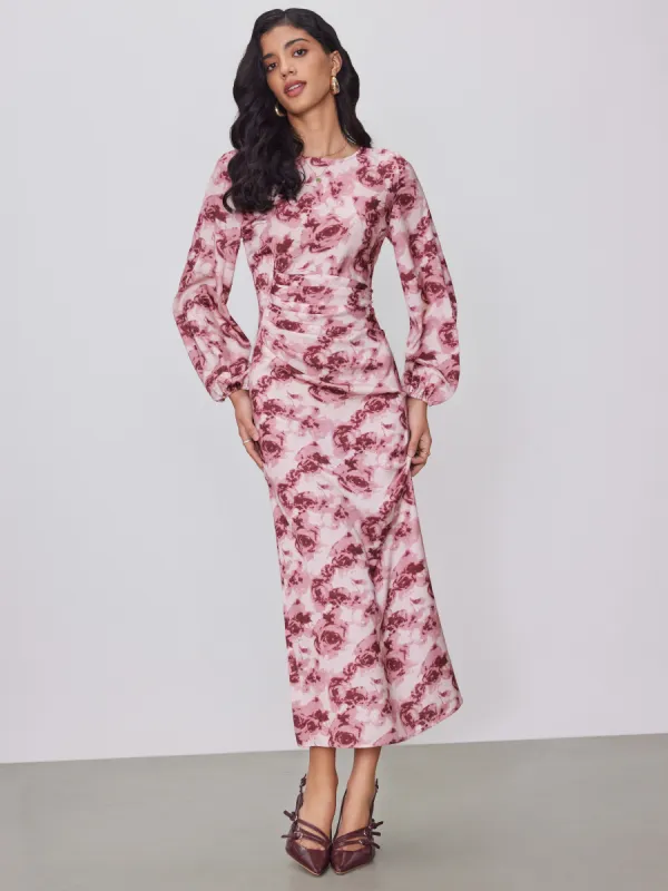 Floral Ruched Maxi Dress sold by Cider