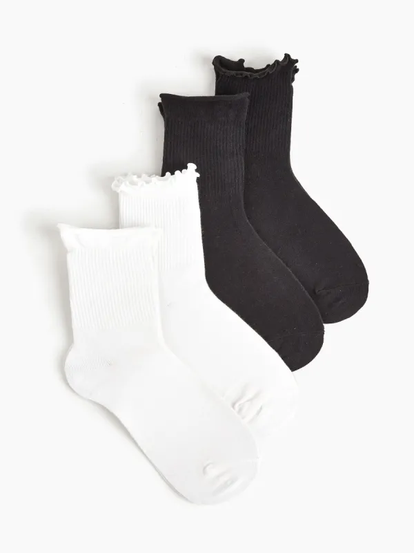2 Pairs Solid Classic Crew Socks Set sold by Cider