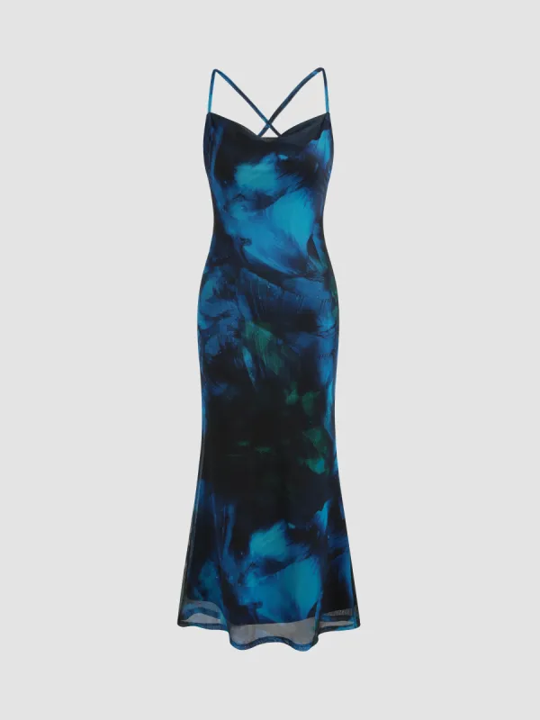 Knit Backless Abstract Maxi Dress sold by Cider