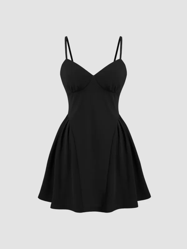 V-neck Solid Ruffle Zipper Mini Dress sold by Cider
