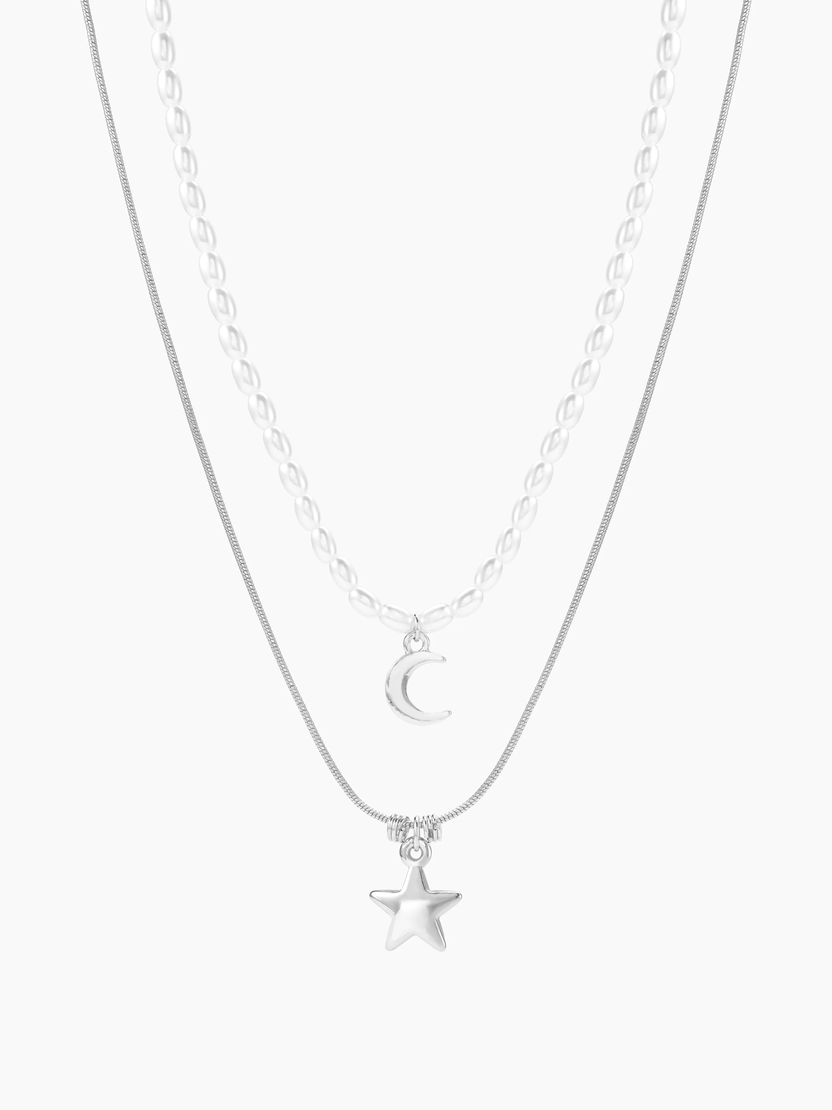 MOON & STAR FAUX PEARL BEADED LAYERED NECKLACE sold by Cider