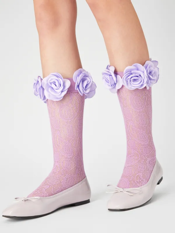 FLORAL TRIM CREW SOCKS sold by Cider