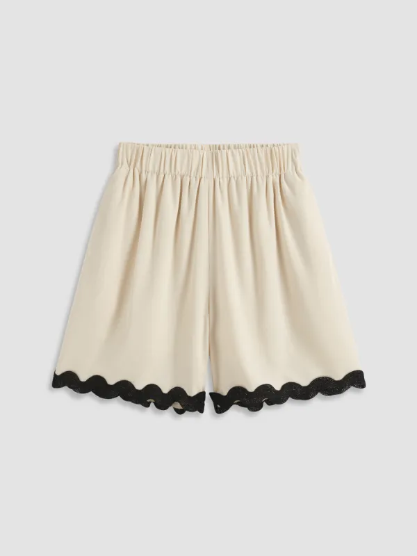 Mid Rise Wave Contrasting Binding Pocket Shorts  sold by Cider