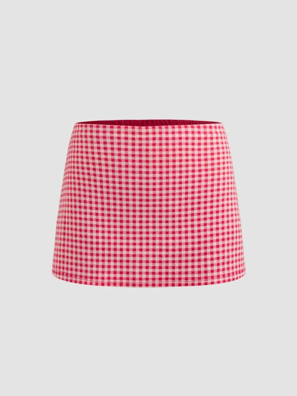  Mid Rise Gingham Mini Skort sold by Cider