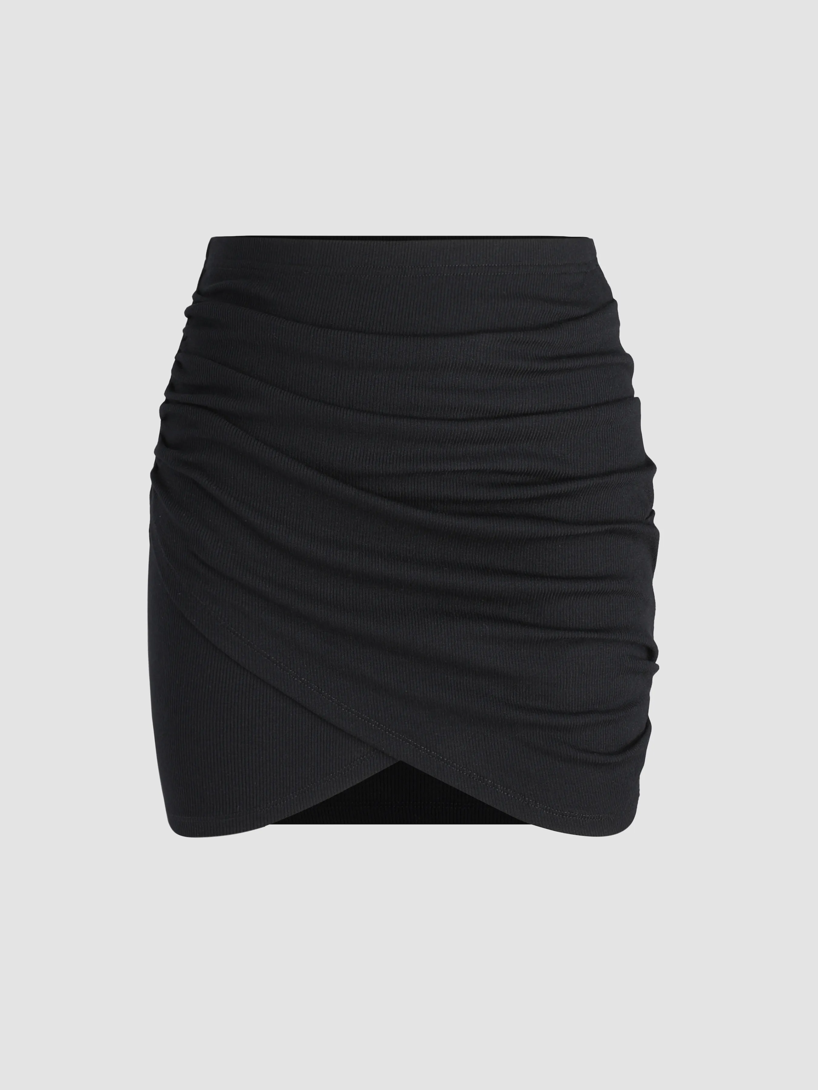 Solid Ruched Mini Skirt sold by Cider