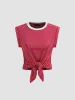 Round Neckline Striped Knotted Tank Top sold by Cider