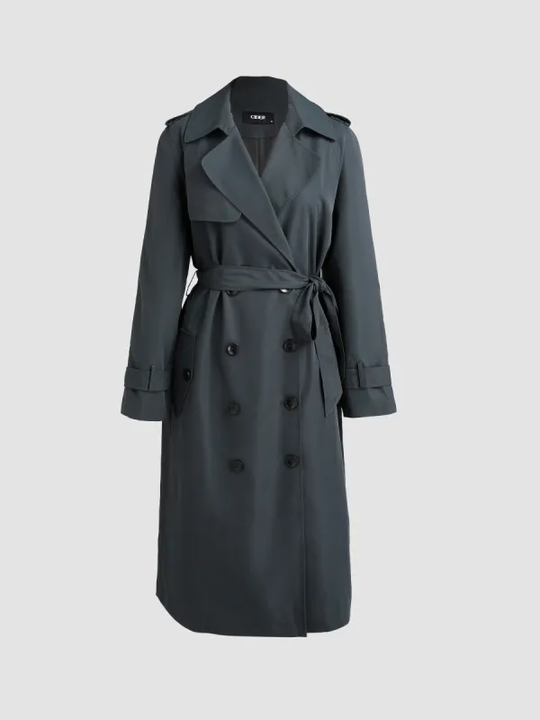 Collar Pocket Trench Coat With Belt sold by Cider