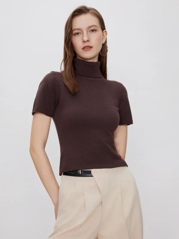 Solid Turtleneck Knit Top sold by Cider