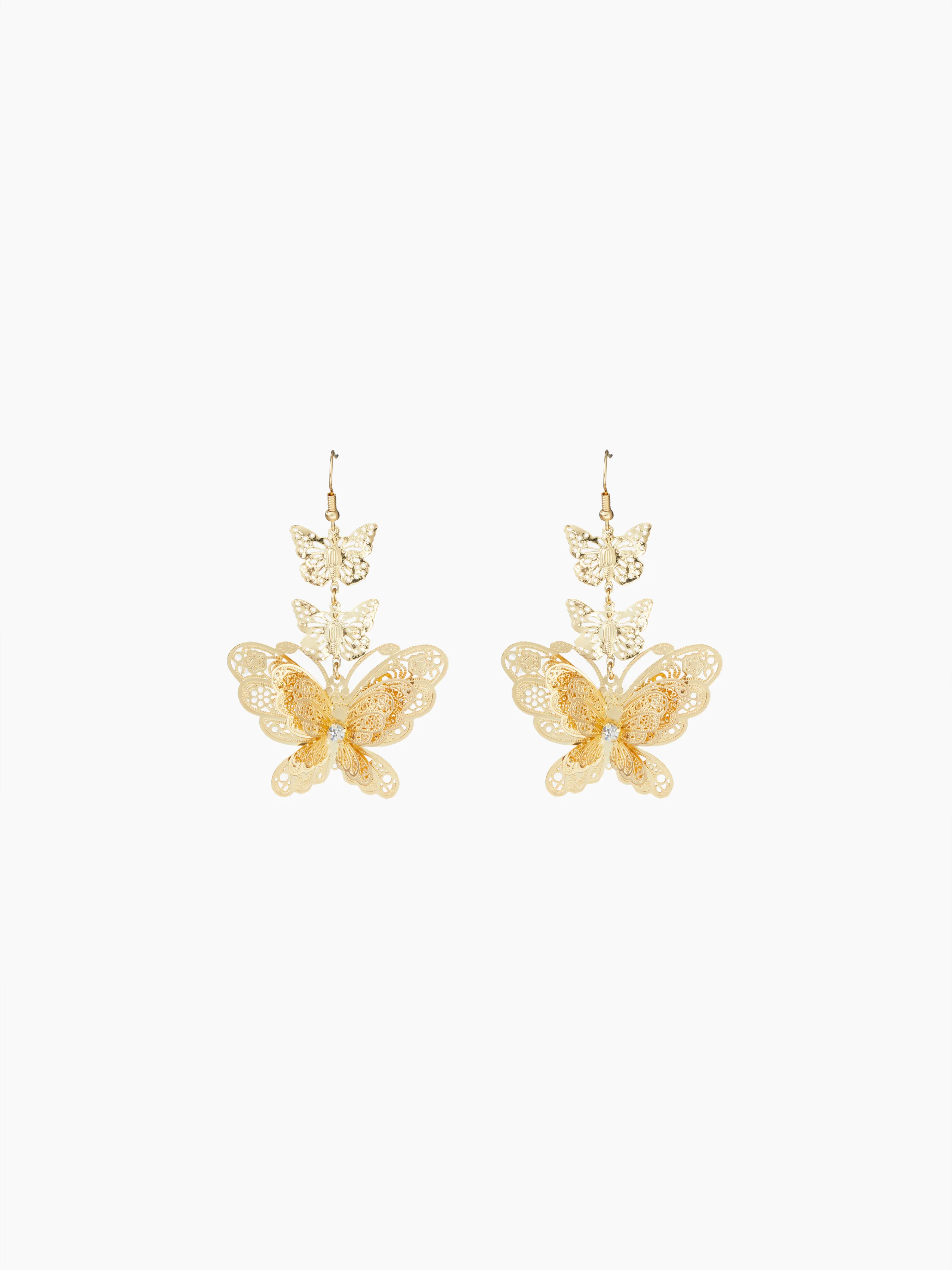 TRIPLE BUTTERFLY HOLLOW OUT DROP EARRINGS sold by Cider