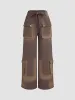 Denim Low Rise Cargo Wide Leg Jeans sold by Cider