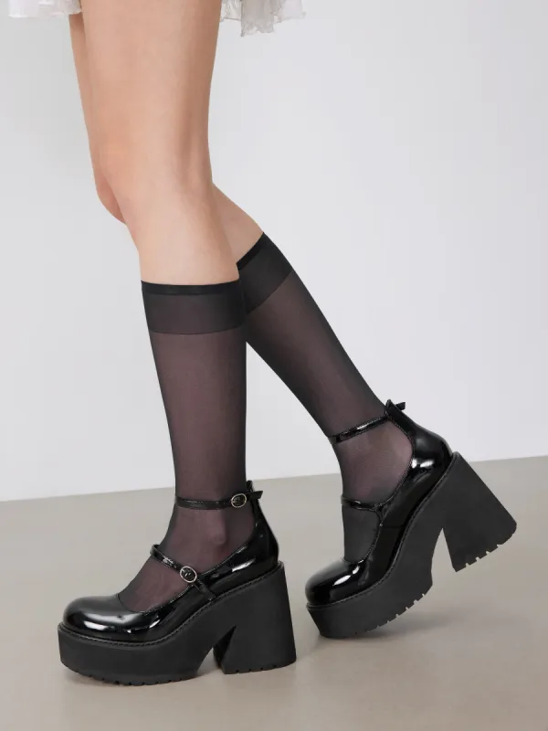 Chunky Heeled Double Strap Mary Jane Shoes sold by Cider