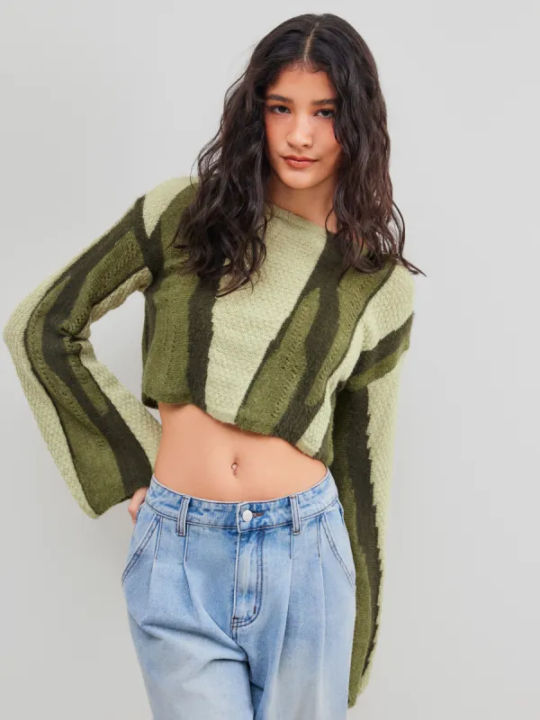 Knit Boat Neck Colorblock Long Sleeve Top made by Cider
