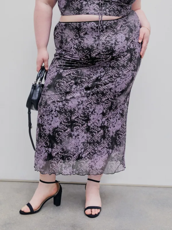 Abstract Jersey Mid Waist Maxi Skirt Curve & Plus sold by Cider
