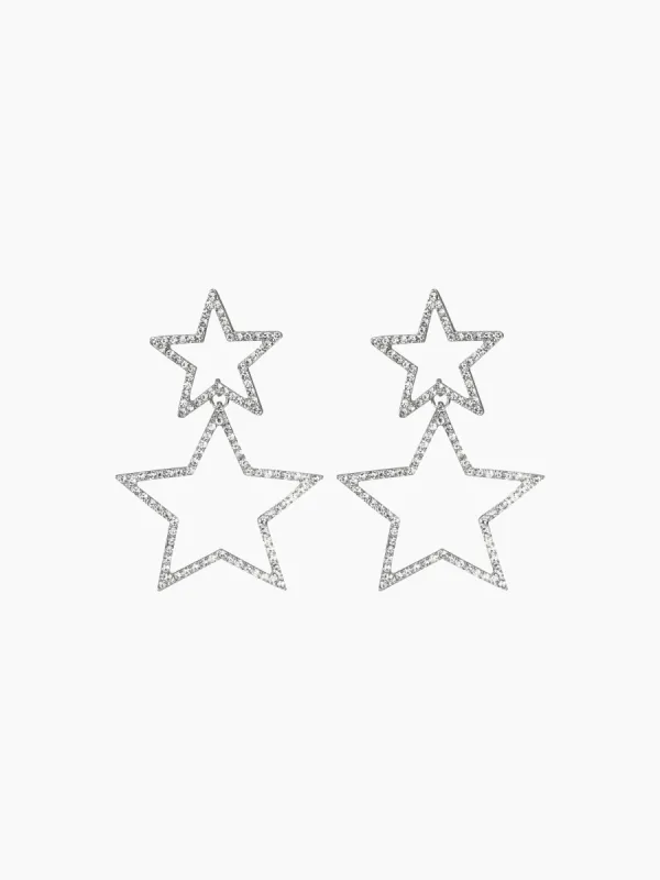 RHINESTONE DECOR DOUBLE STAR EARRINGS sold by Cider