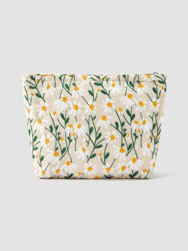 DAISY EMBROIDERED MAKEUP BAG sold by Cider