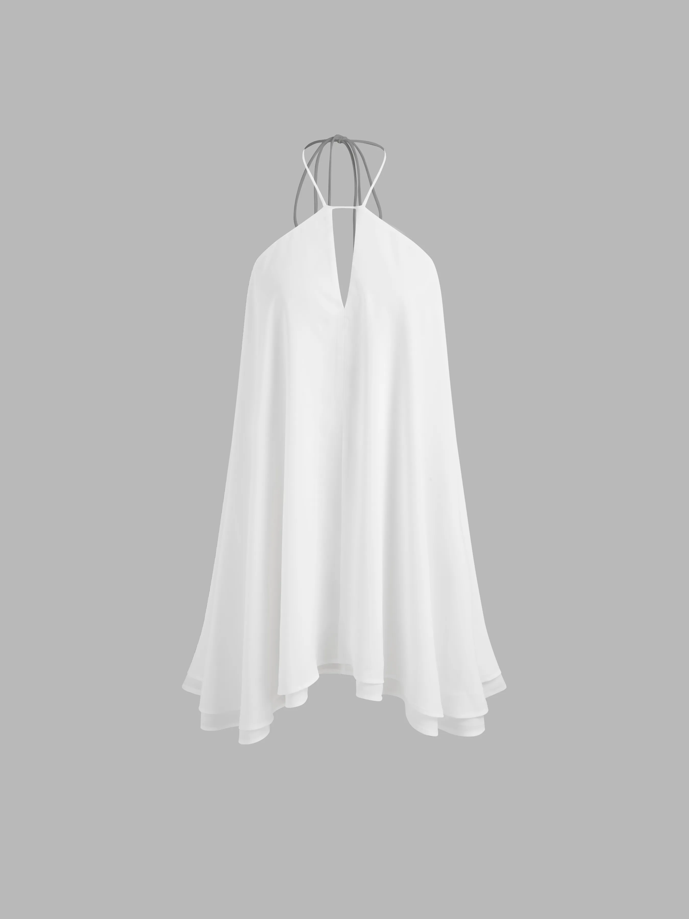 Halter Neckline Ruffle Knotted Mini Dress sold by Cider