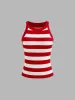 Knitted Round Neckline Striped Tank Top sold by Cider