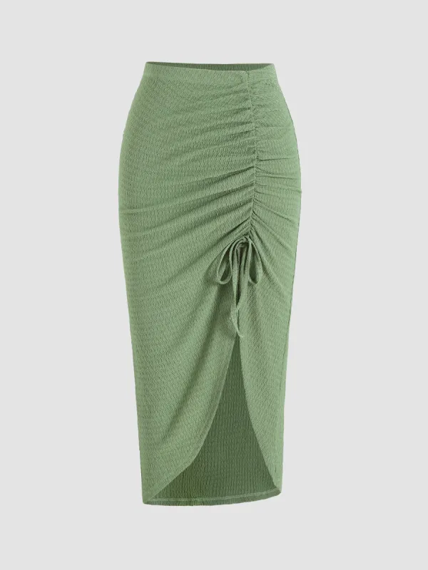 Texture Midi Drawstring Skirt sold by Cider