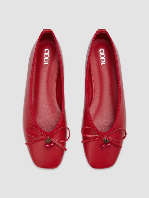 CHERRY BOWKNOT MARY JANE FLATS sold by Cider