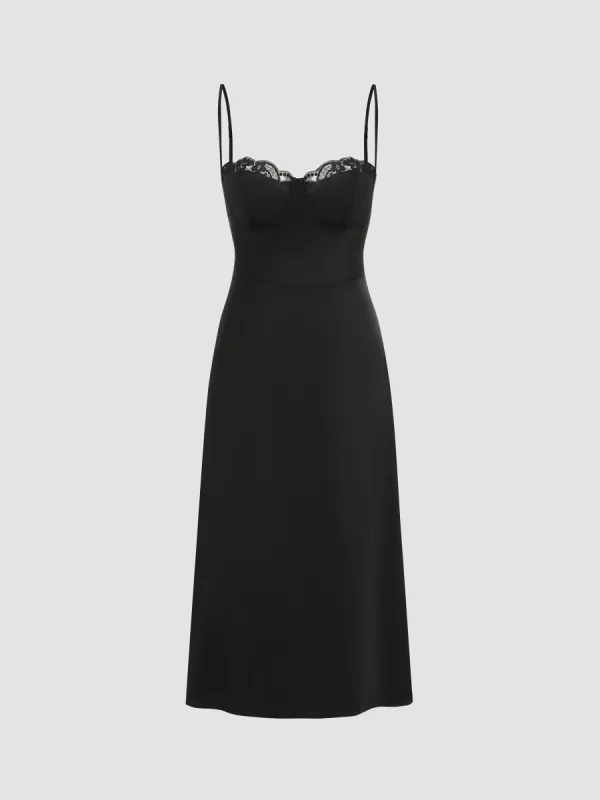 Lace Trim Cami Midi Dress sold by Cider