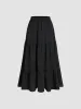 Solid Elastic Waist Ruffle Hem Tiered Midi Skirt sold by Cider