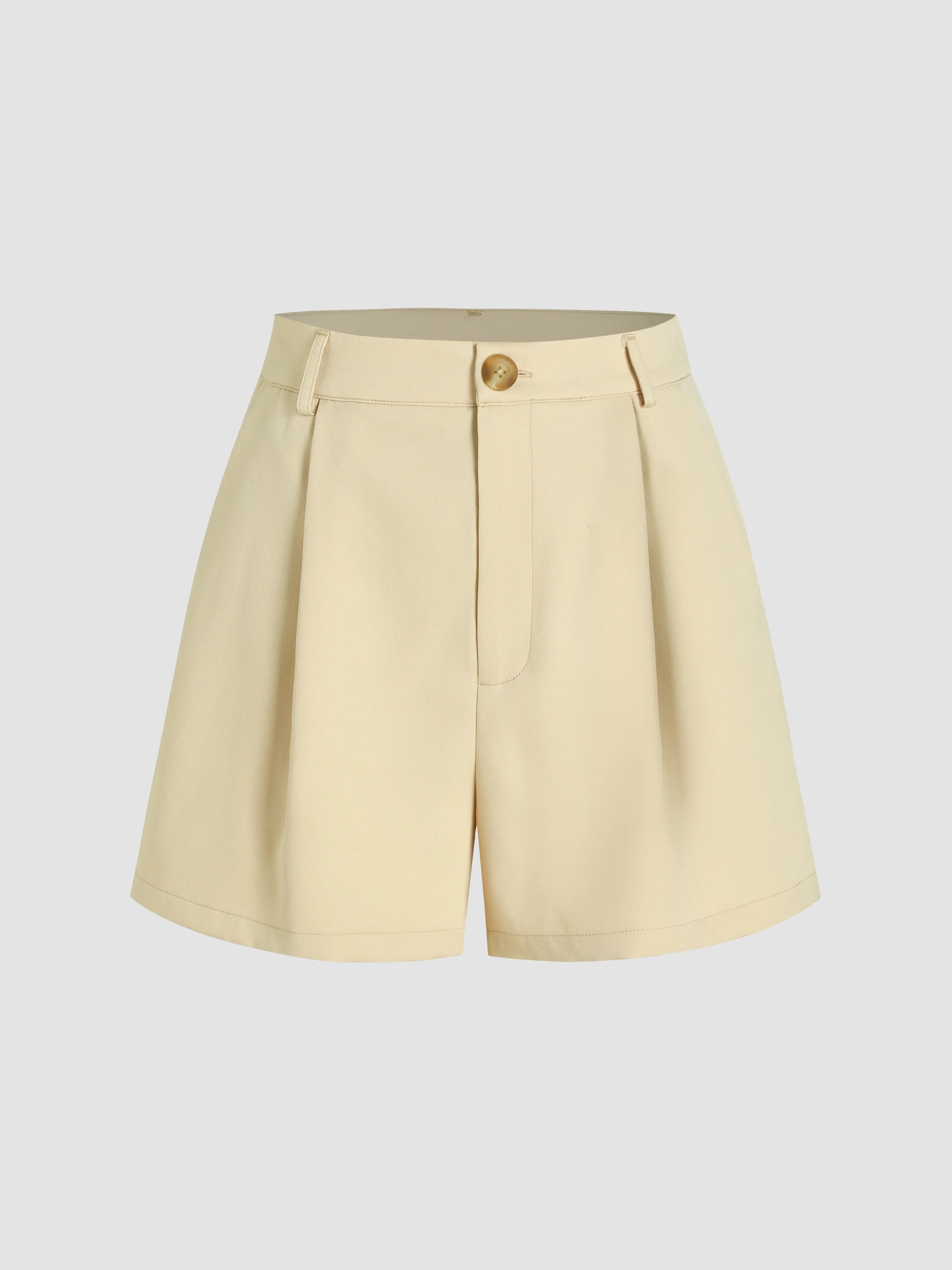 Pleated Button Straight Leg Shorts sold by Cider