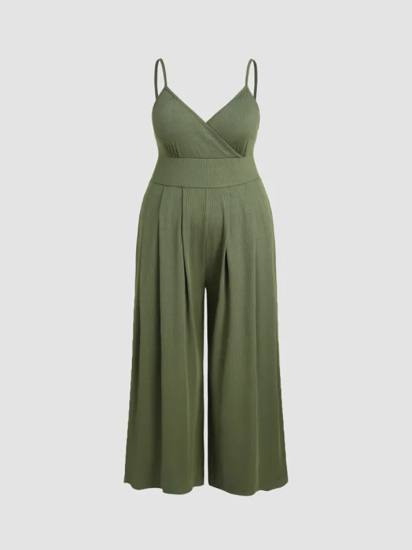 V-neck Cami Wide Leg Jumpsuit Curve & Plus sold by Cider