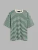 Cotton-blend Round Neck Striped Oversized Short Sleeve Tee sold by Cider